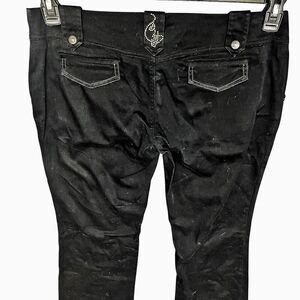Vintage Y2K Baby Phat Black Gold Accents Cat Pants Size 9